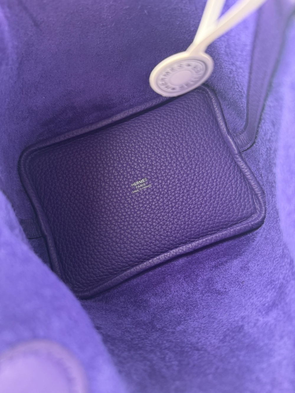 Authentic HERMES Picotin Lock 18 PM Purple Taurillon Clemence Satchel Top Handle - Picture 11 of 13